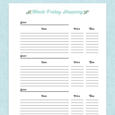 free printable black friday shopping list
