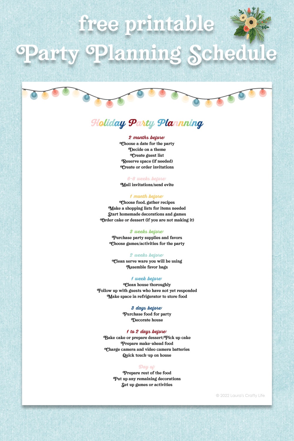 free printable holiday party planning schedule