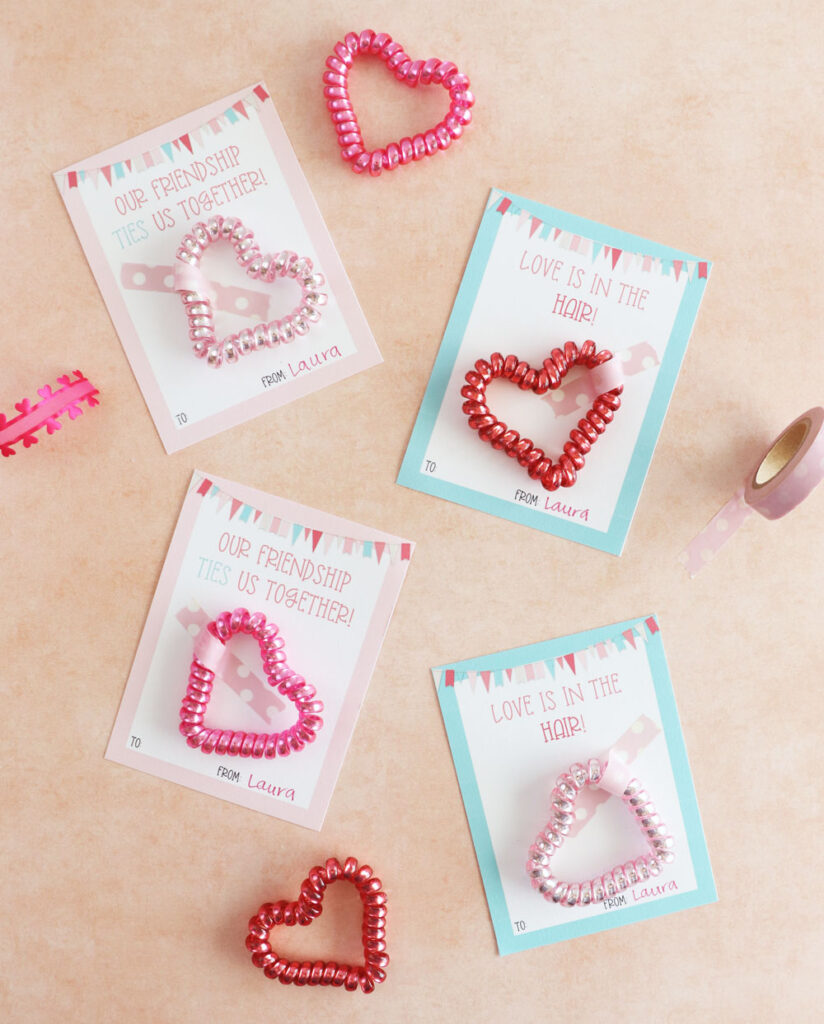 free valentine cards for hair ties