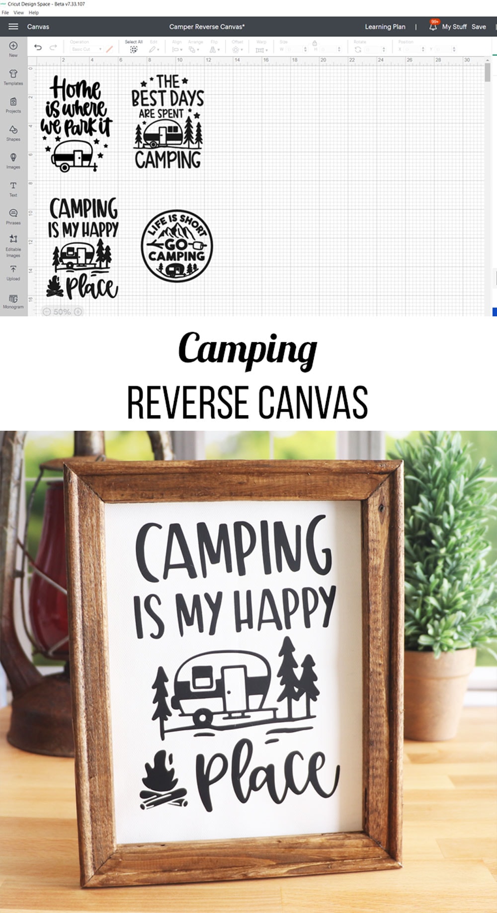 how to make a camping reverse canvas