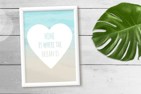 home ocean palm leaves mockup