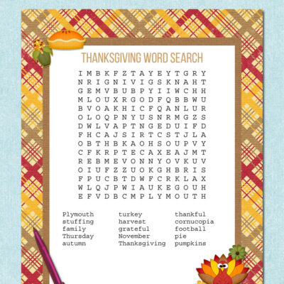 free printable thanksgiving word search