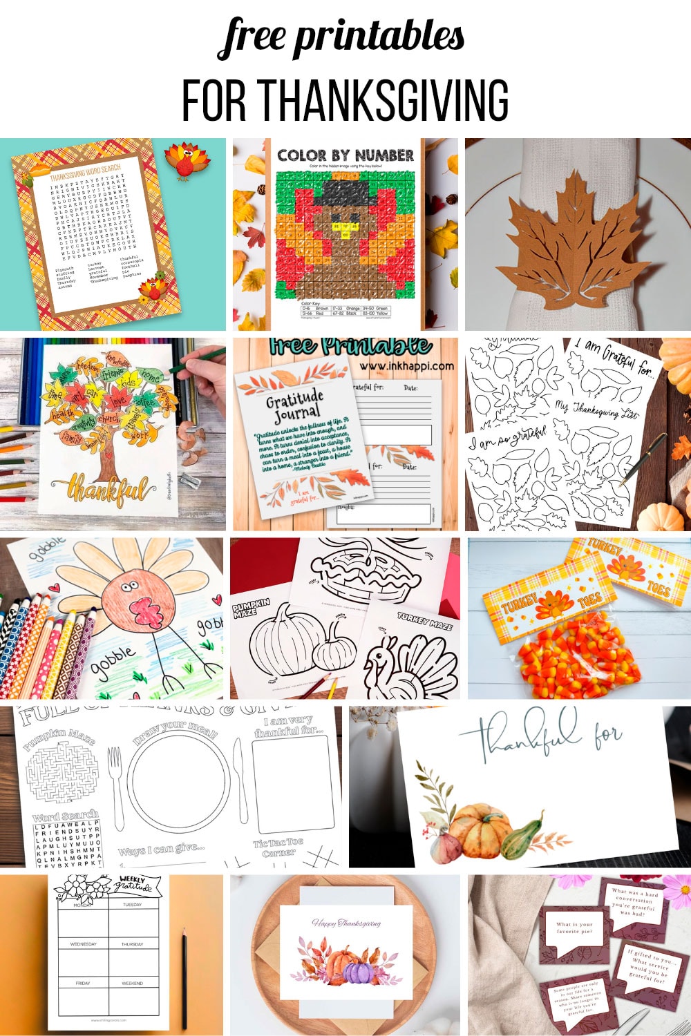 free printables for Thanksgiving